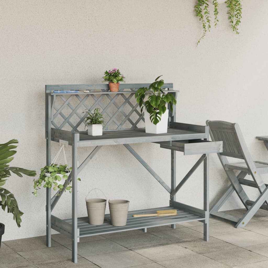 Pflanztisch mit Rankgitter Massivholz Tanne
