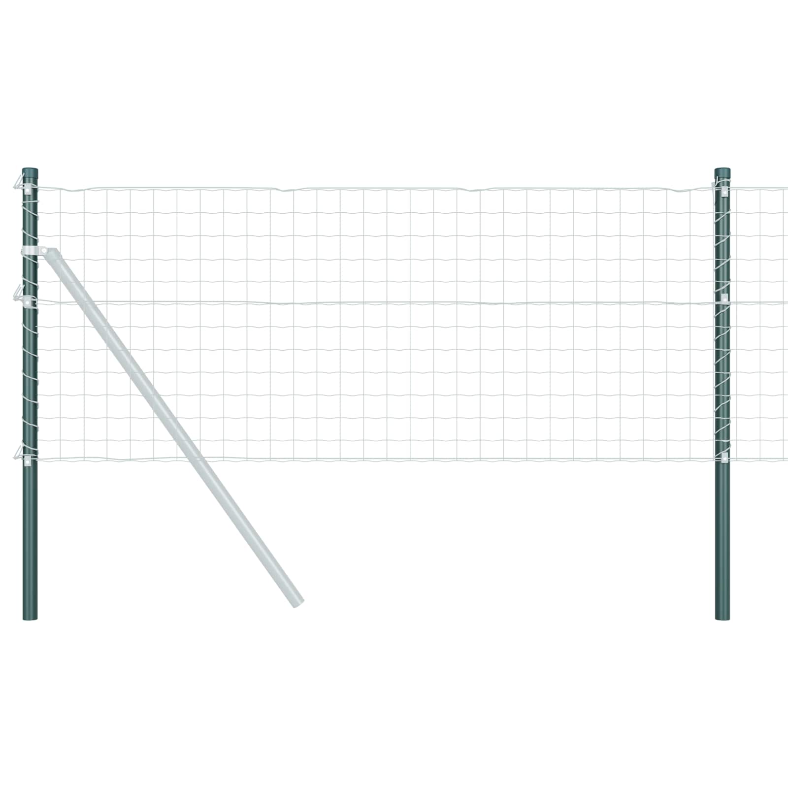 Zaunpfosten 2 pcs Grün 50 cm Pulverbeschichteter Stahl