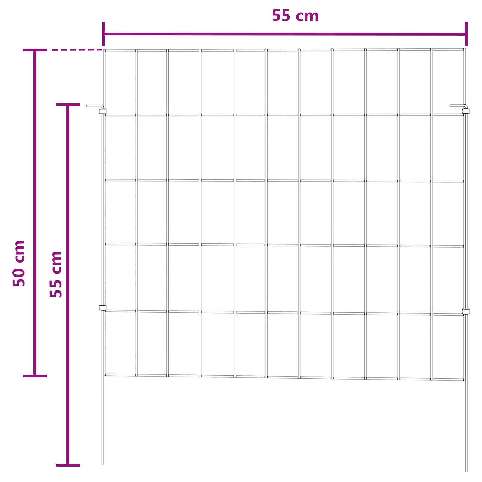 Gartenzaun mit Pfählen 12 pcs 35 x 30 cm Mesh Verzinkter Stahl