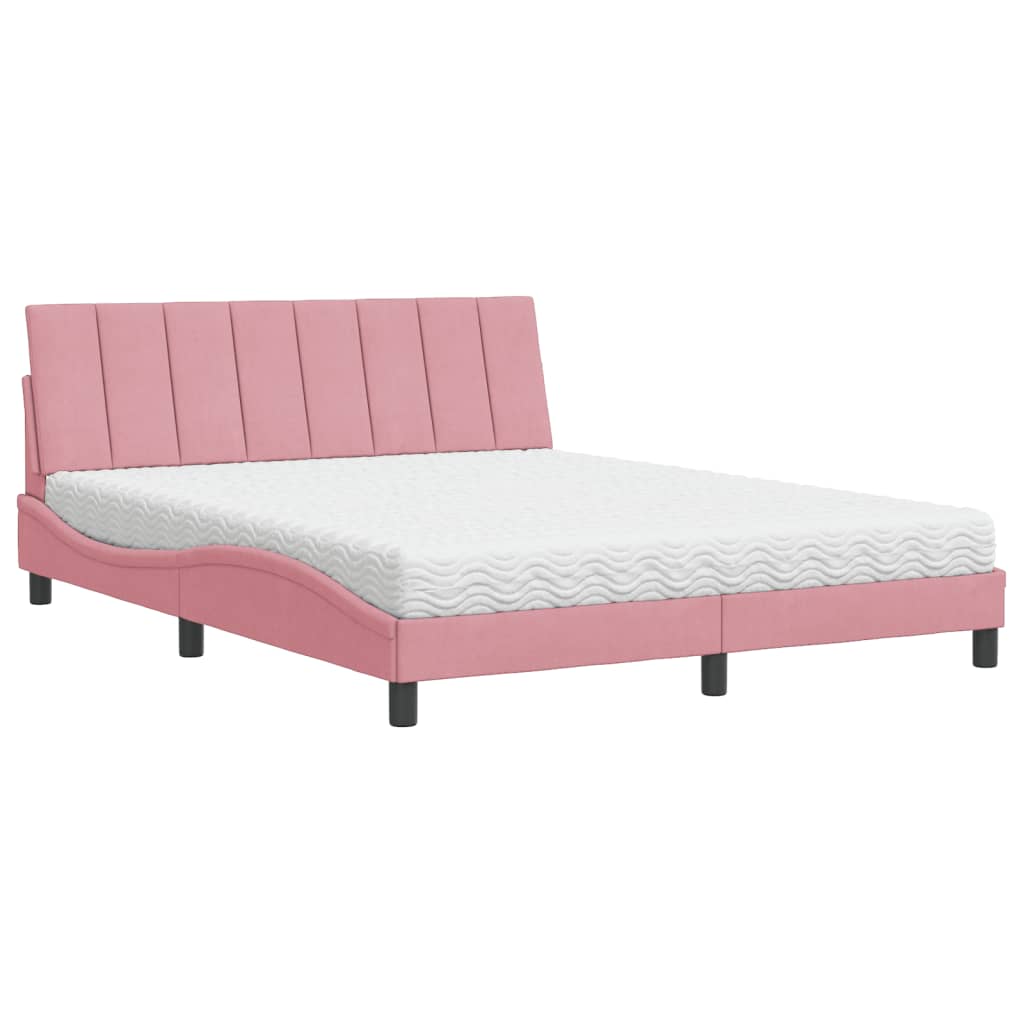 Bett mit Matratze "Hanko" Hellgrau 80x200 cm Samt