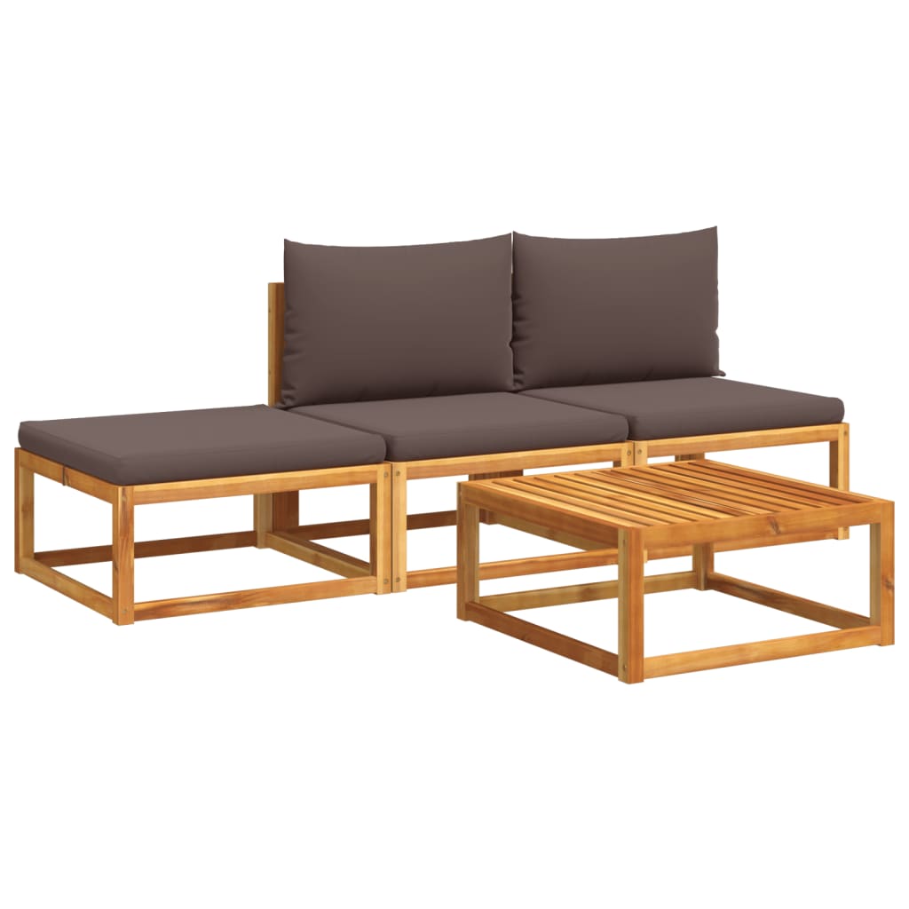 6-tlg. Gartensofa-Set mit Kissen Holz Akazie & Seil