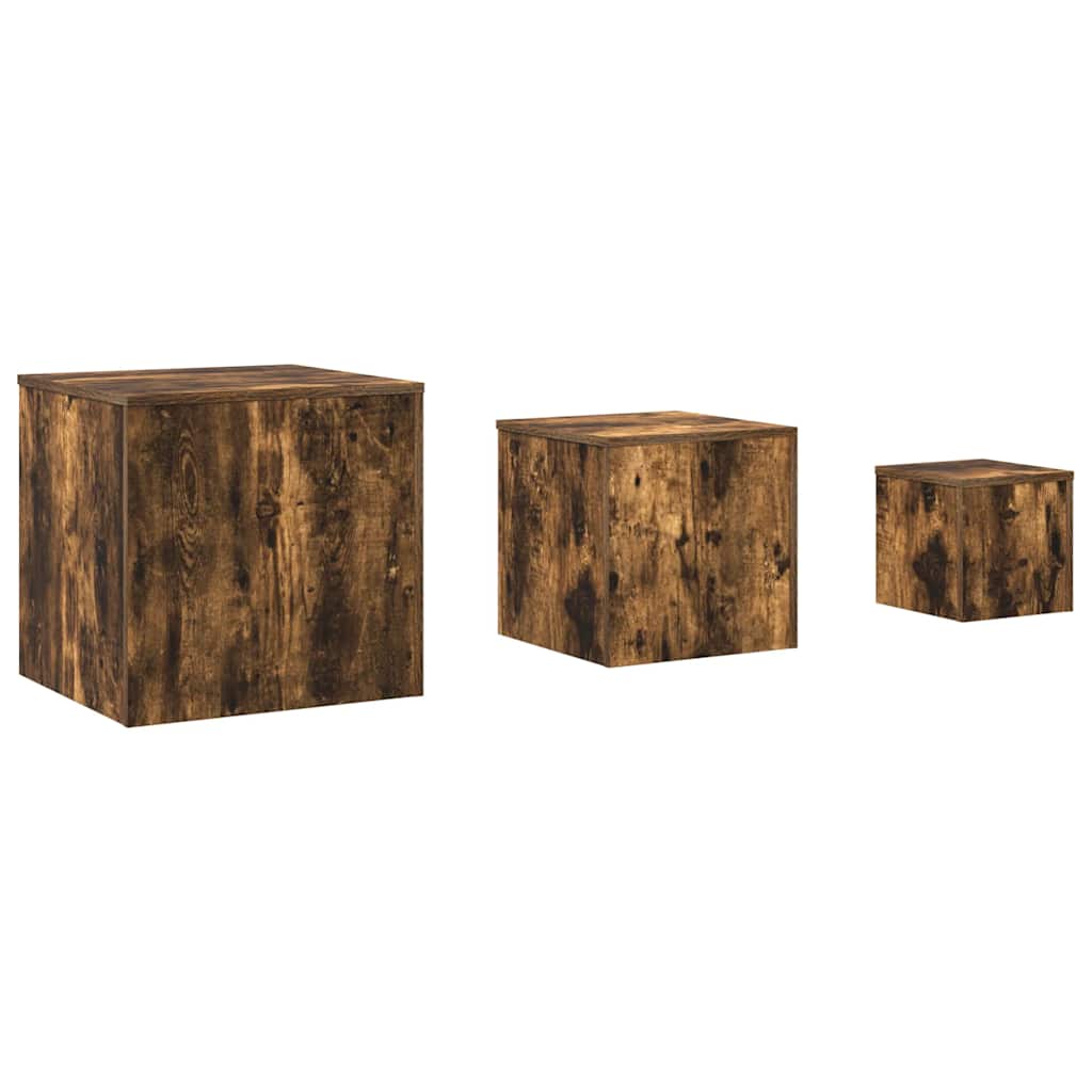 Beistelltische 3 Stk. Weiß Holzwerkstoff