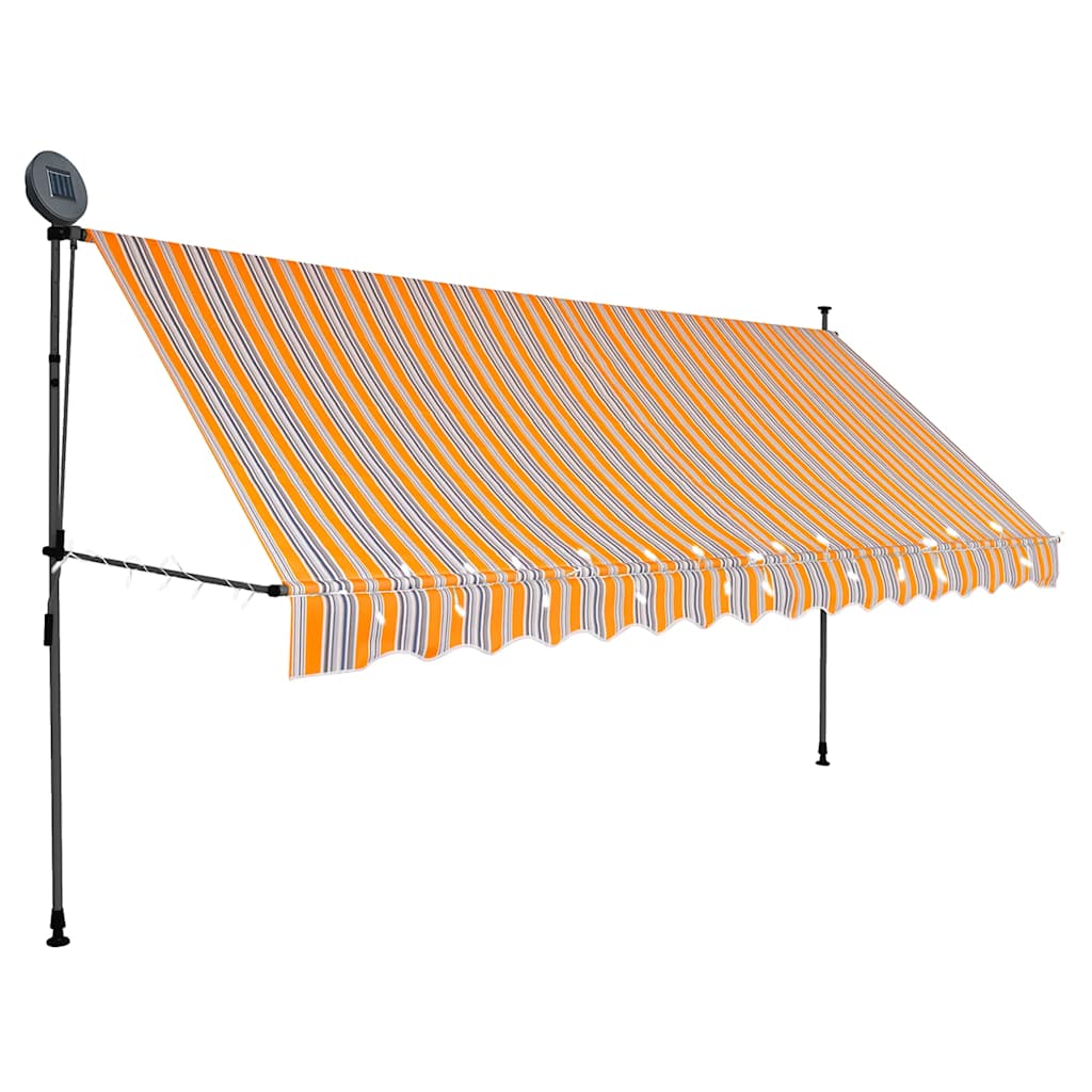 Einziehbare Markise Handbetrieben mit LED 100 cm Blau und Weiß