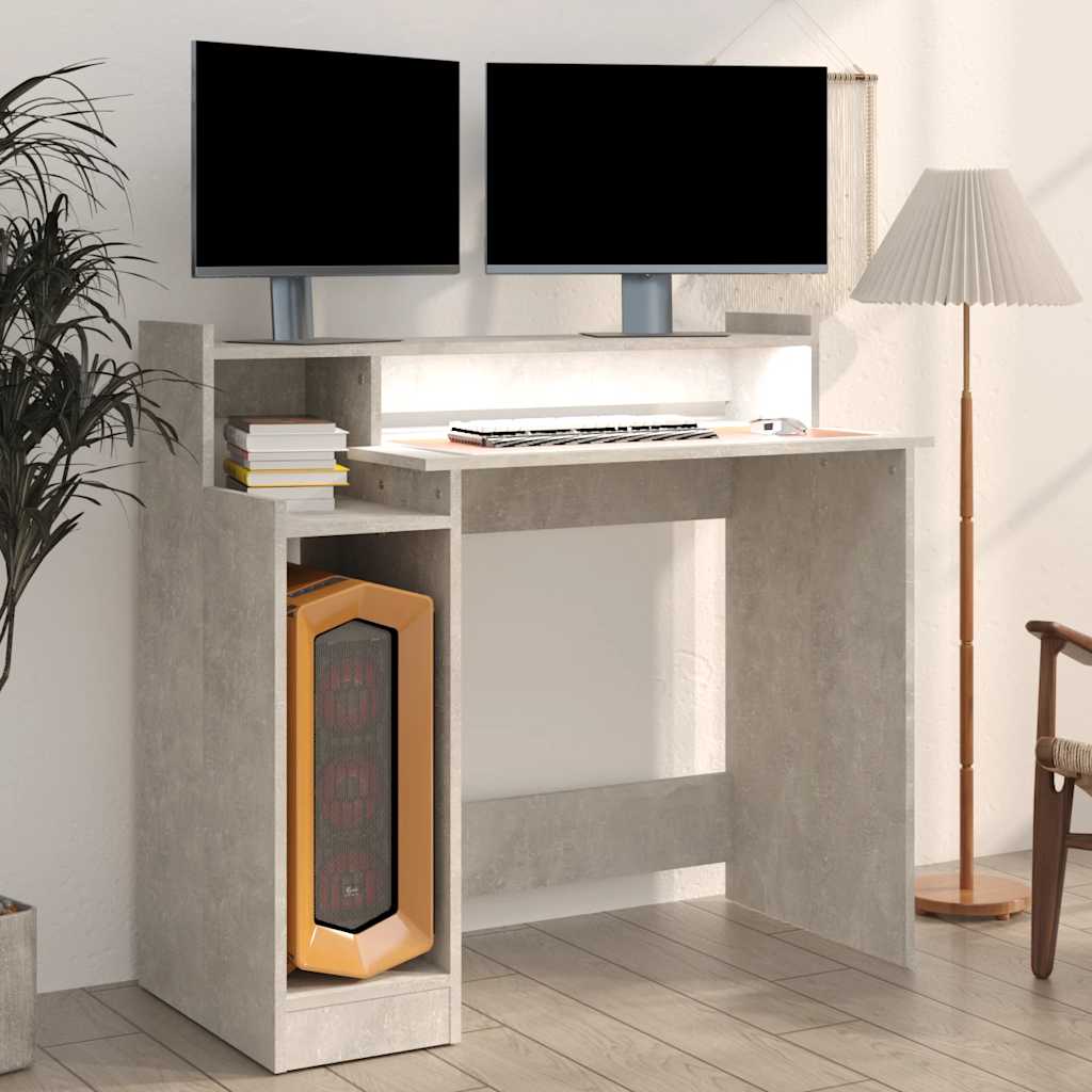 Schreibtisch mit LEDs Weiß 97x45x90 cm Holzwerkstoff