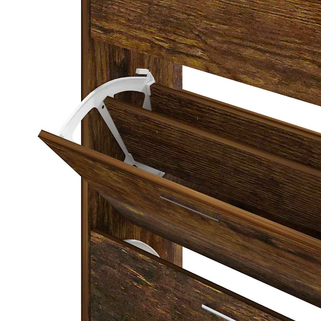 Schuhschrank mit Schubfach und oberem Glasregal Holz Weiß
