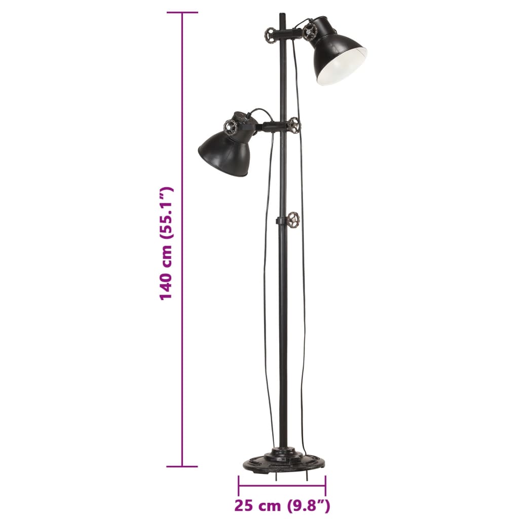 Stehlampe 2-flammig Silbern E27 Gusseisen
