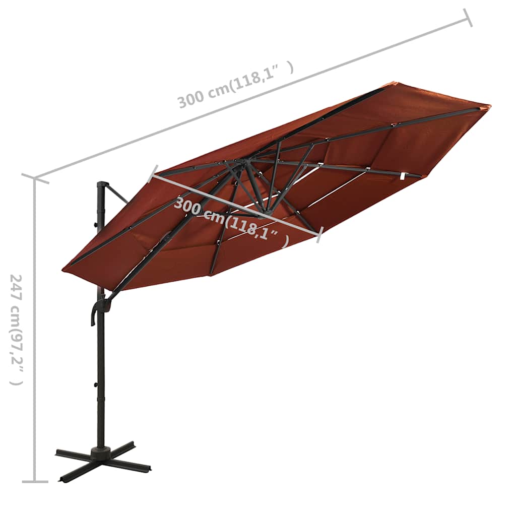 Sonnenschirm mit Aluminium-Mast 4-lagig Sandfarben 3x3 m