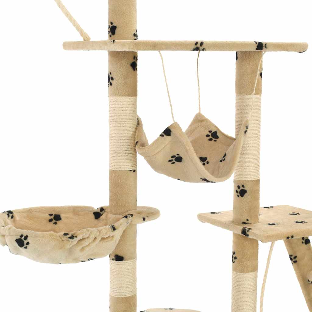 Katzen-Kratzbaum mit Sisal-Kratzsäulen 230 - 250 cm Beige