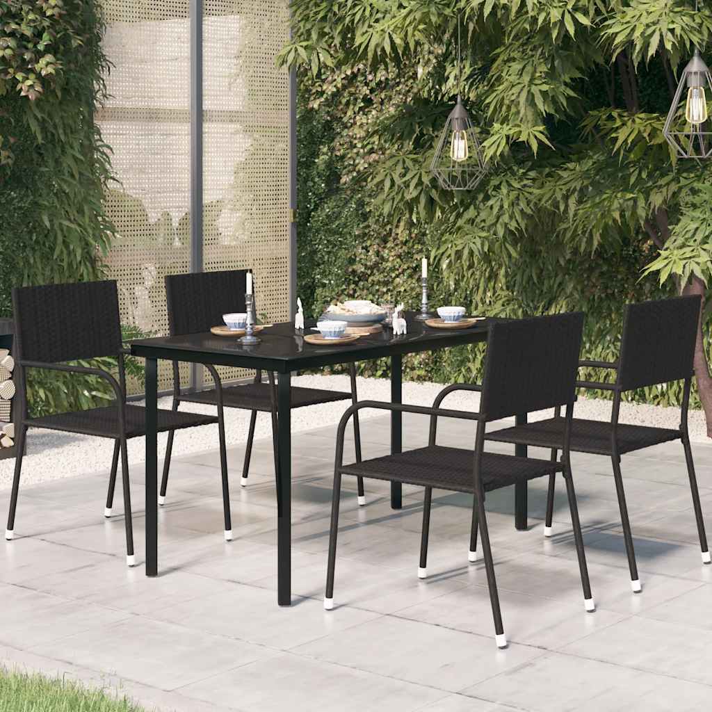 Garten-Esstisch Schwarz 160x80x74 cm Stahl und Hartglas