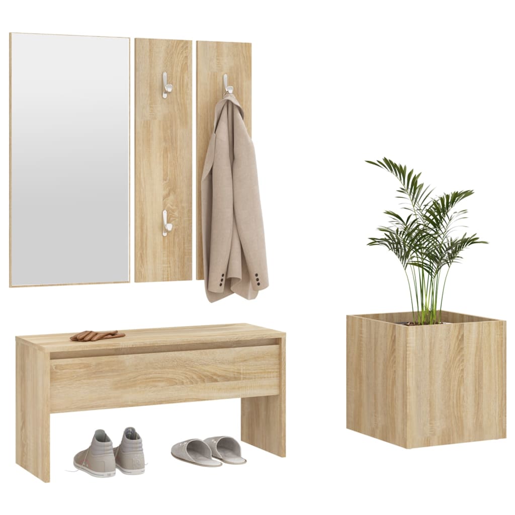 Garderoben-Set Weiß Holzwerkstoff
