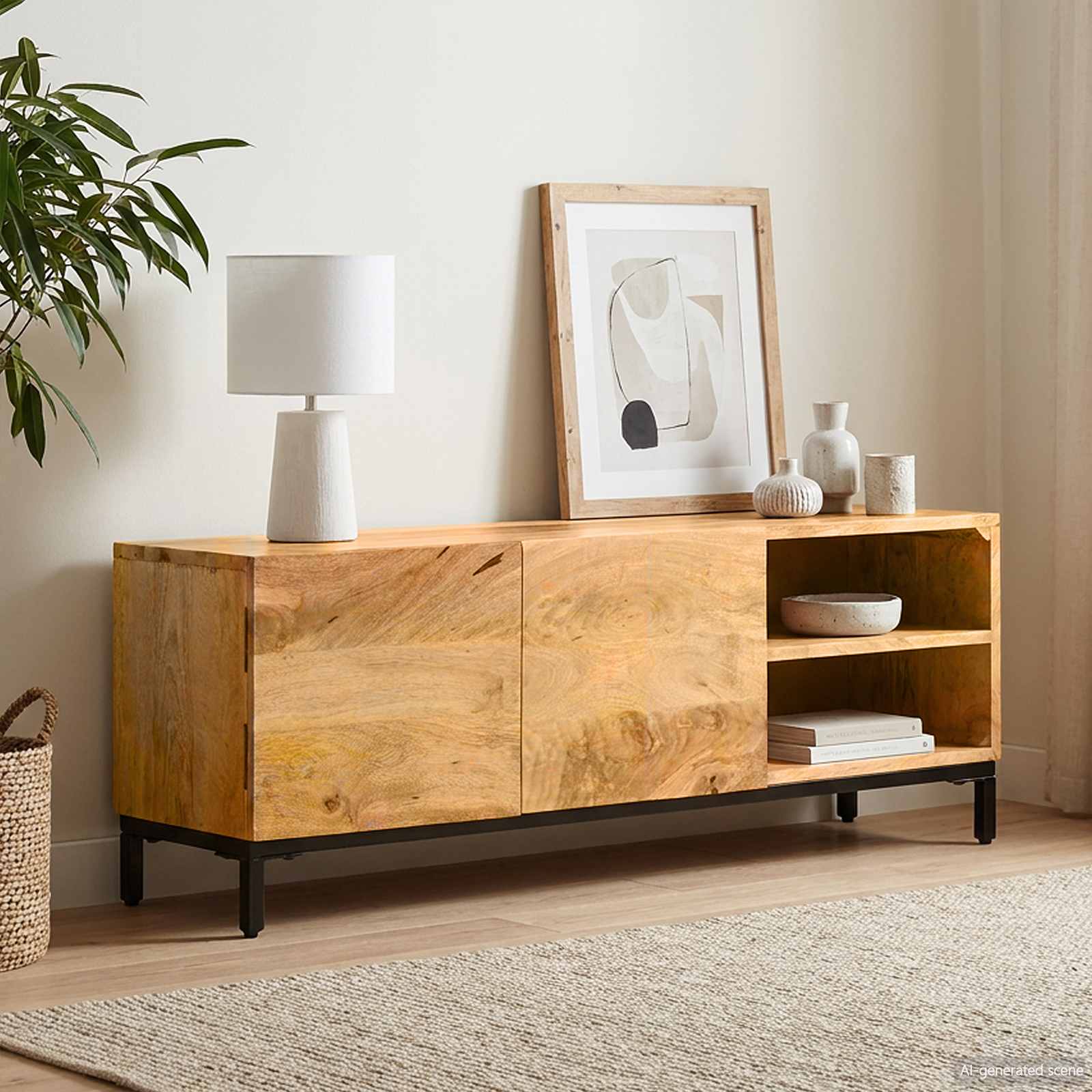 TV-Schrank 145x30x41 cm Massivholz Mango