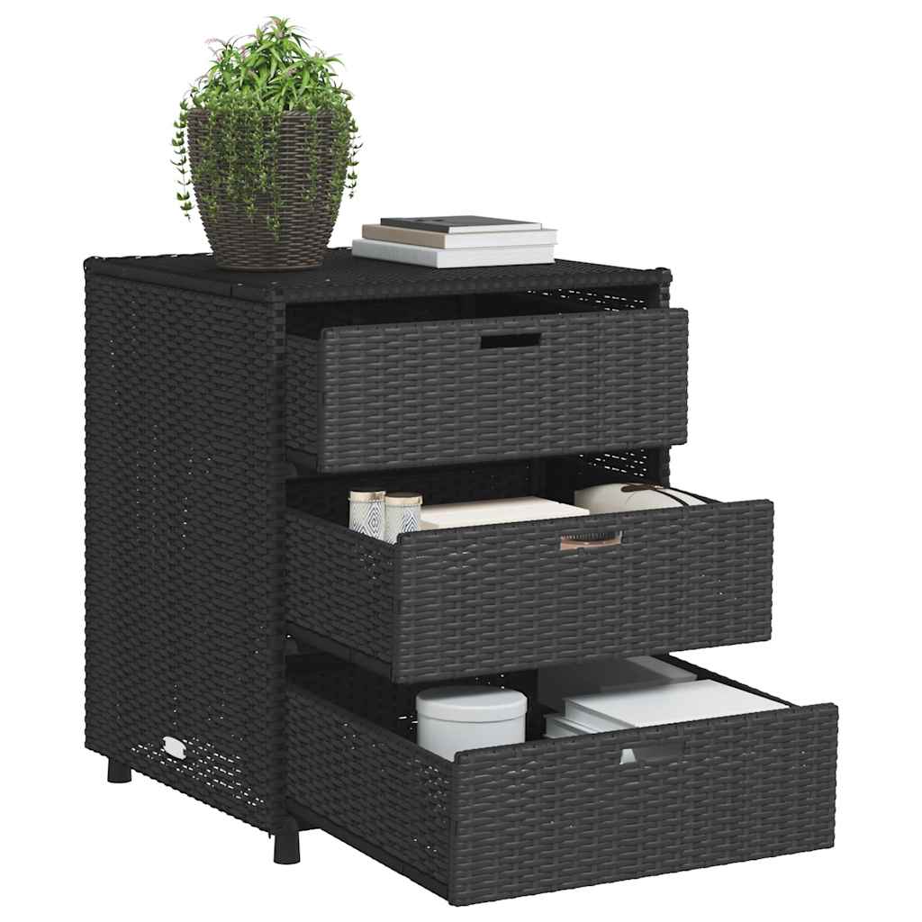 Gartenschrank Schwarz 55x59x80 cm Poly Rattan