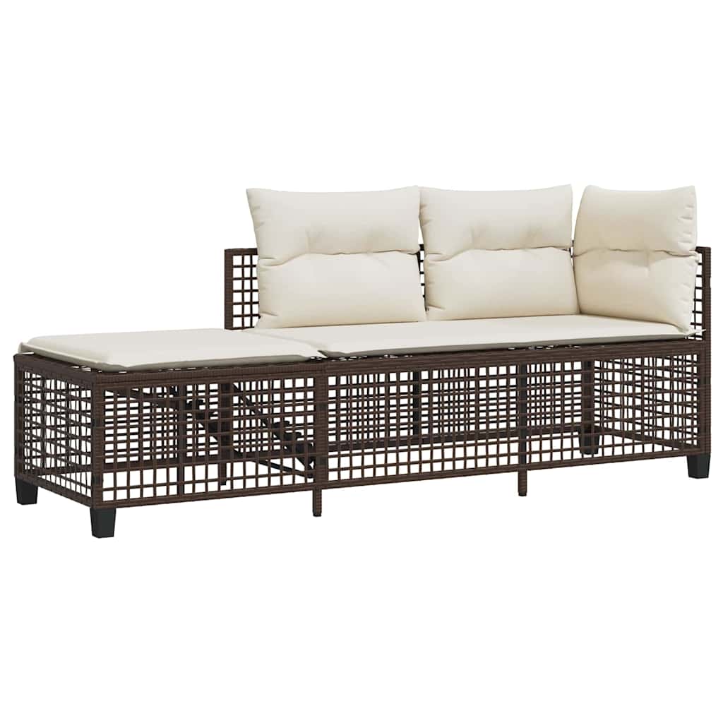 3-tlg. Garten-Ecksofa-Set mit Kissen Schwarz Poly Rattan