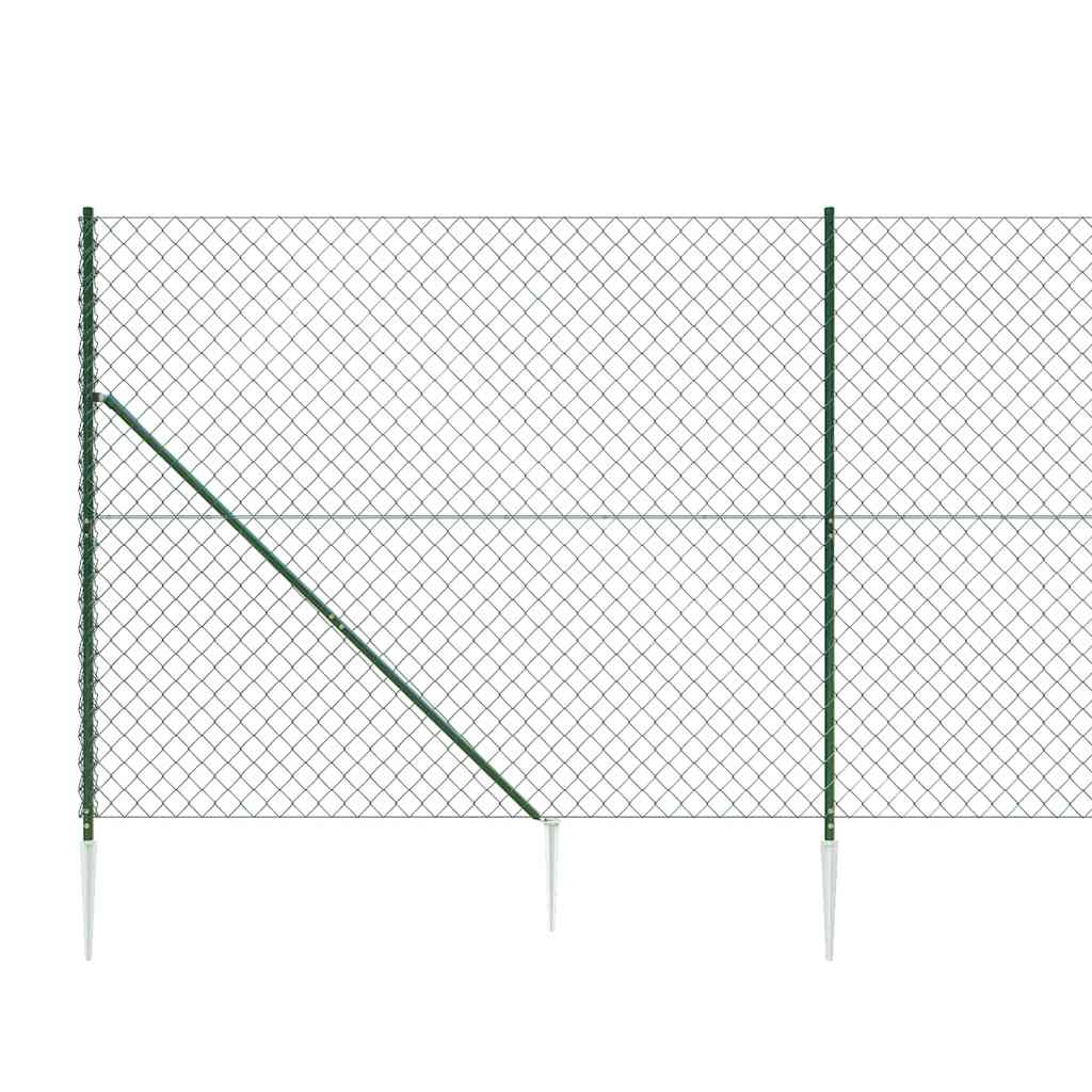 Maschendrahtzaun mit Bodenhülsen Grün 0,8x10 m