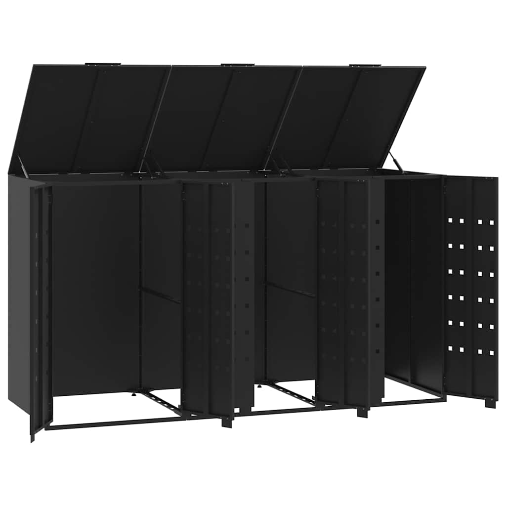 Mülltonnenbox für 2 Tonnen Schwarz 138x79x117 cm Stahl