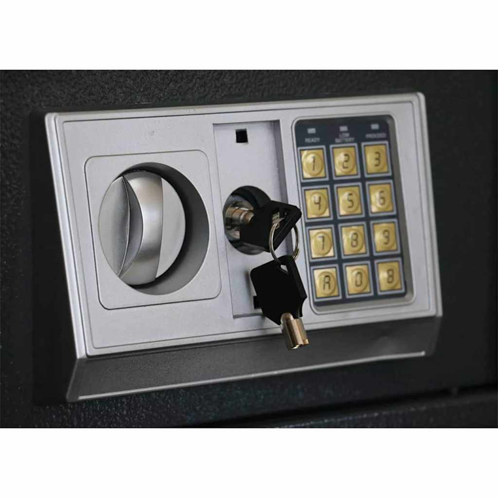 Digitaler Safe mit Schloss Dunkelgrau 23 x 17 x 17 cm Stahl