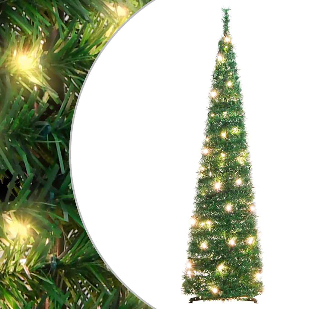 Künstlicher Pop-Up-Weihnachtsbaum mit Beleuchtung Grün 150 cm