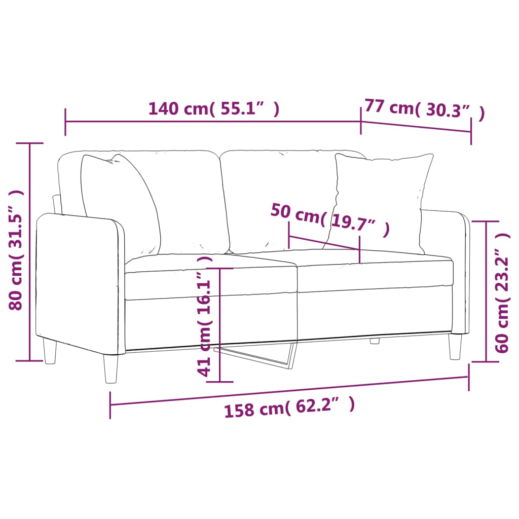 2-Sitzer-Sofa mit Zierkissen Braun 120 cm Stoff