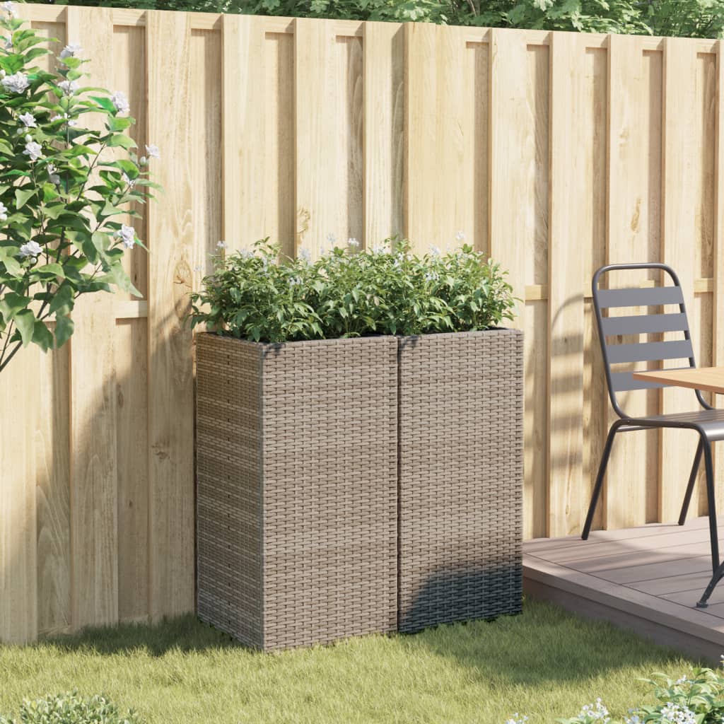 Pflanzkübel 2 Stk. Schwarz 40x40x80 cm Poly Rattan