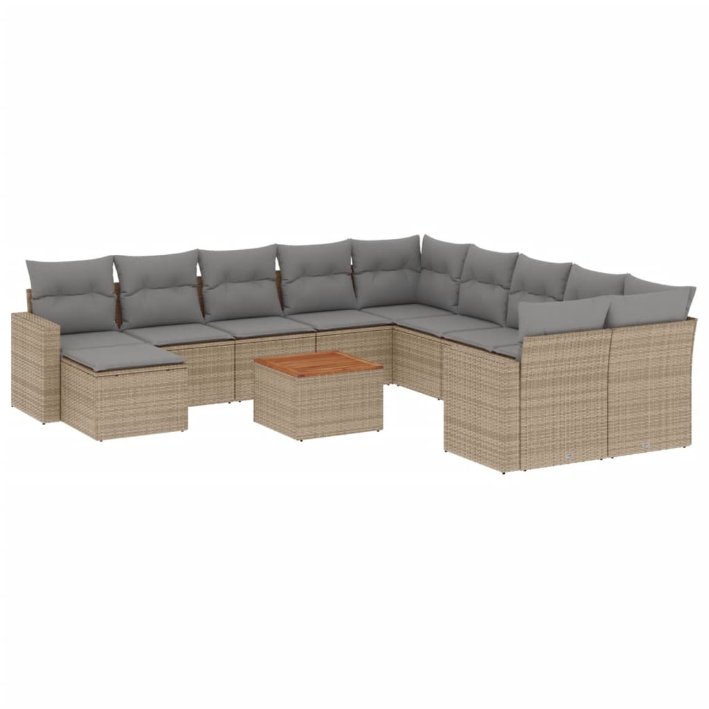 12-tlg. Garten-Sofagarnitur mit Kissen Schwarz Poly Rattan