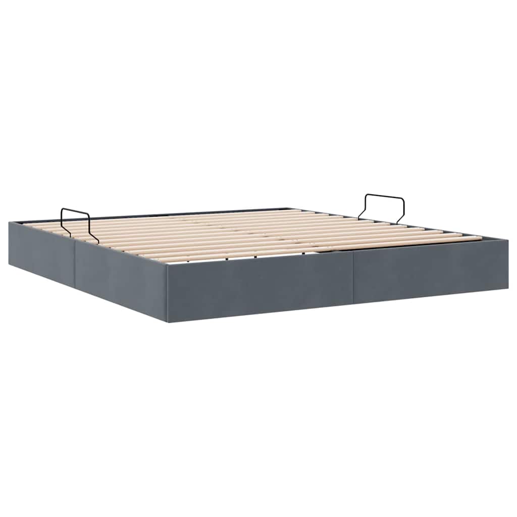 Aufbewahrungsbett mit Matratze Dunkelgrau 100 x 190 cm Samt
