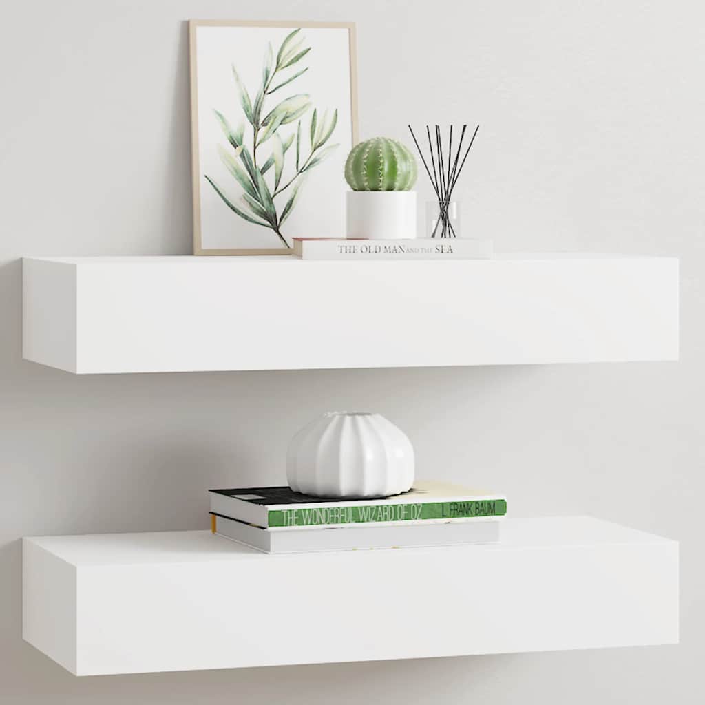 Wandregal mit Schublade Weiß 40x23,5x10 cm MDF