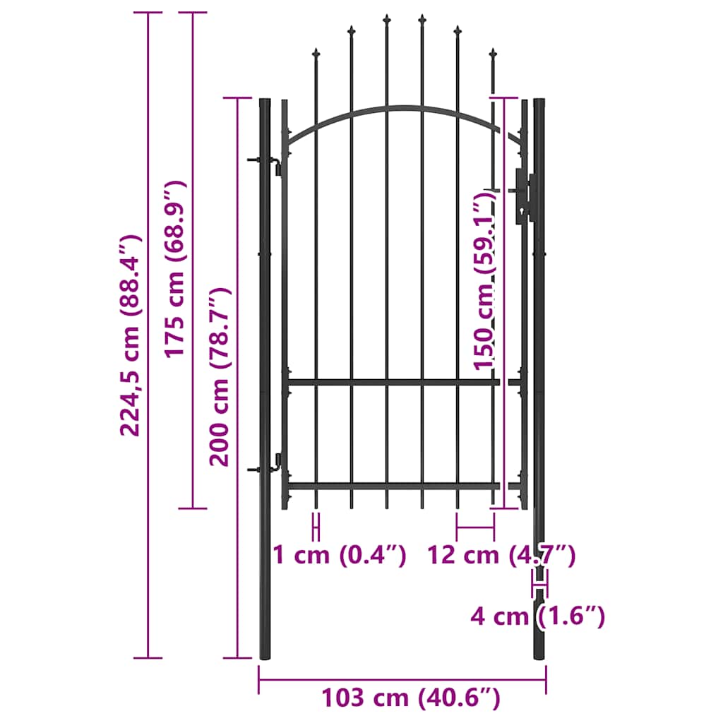 Gartentor Woerden Stahl 1x1 m Schwarz
