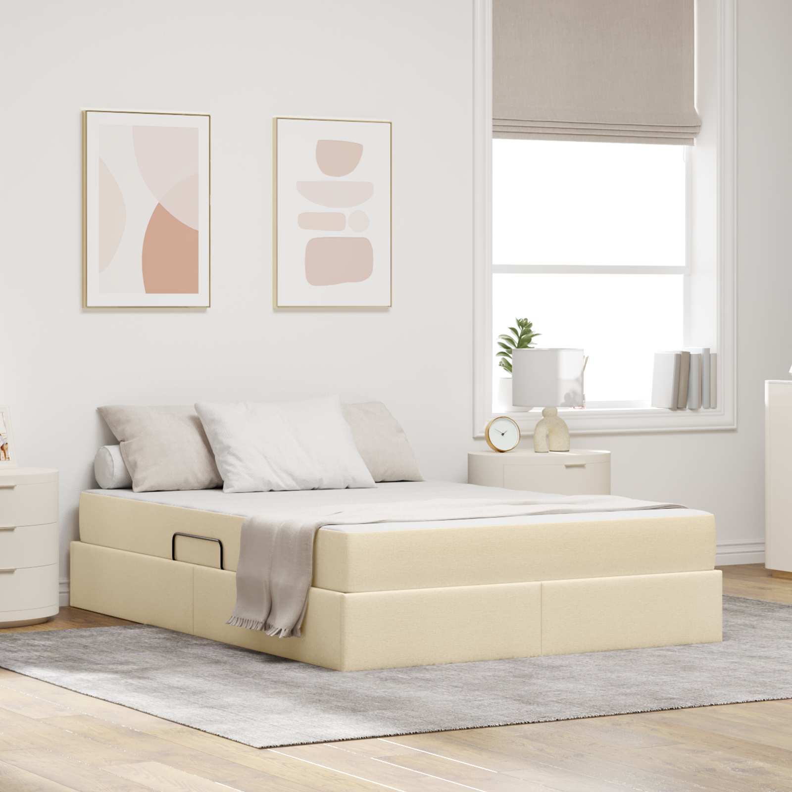 Aufbewahrungsbett mit Matratze Hellgrau 90 x 190 cm Polyester