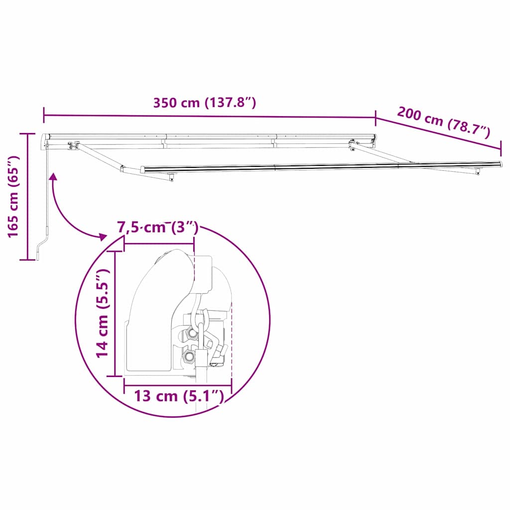 Markisenrahmen Weiß 2,5 x 2 m Metall