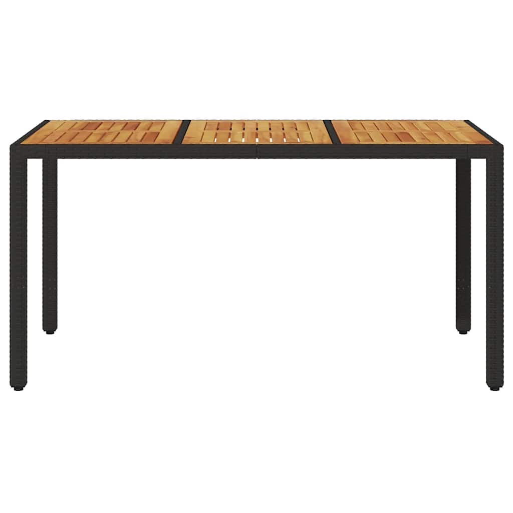 Gartentisch 190x90x75 cm Akazienholz und Poly Rattan Schwarz