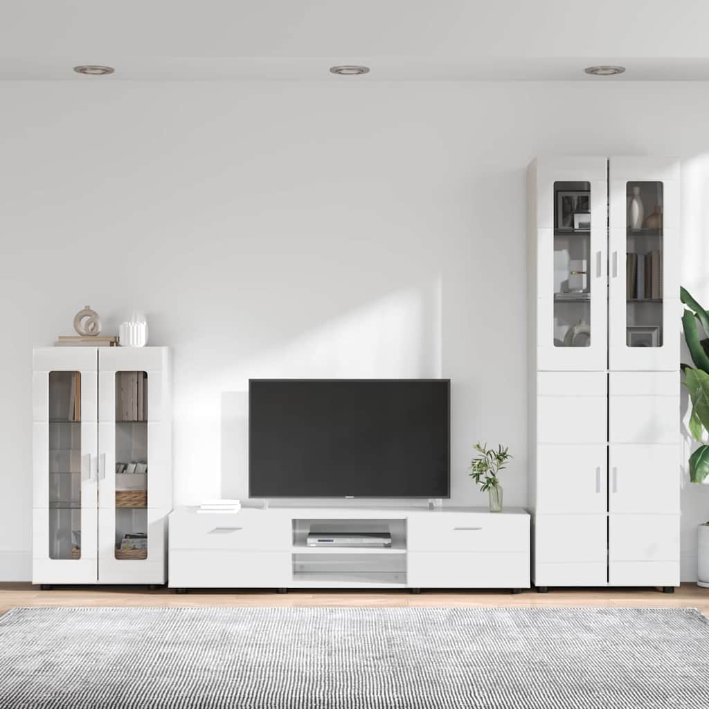 Highboard mit Regal FLORIN Weiß 60 x 35 x 182 cm Holzwerkstoff
