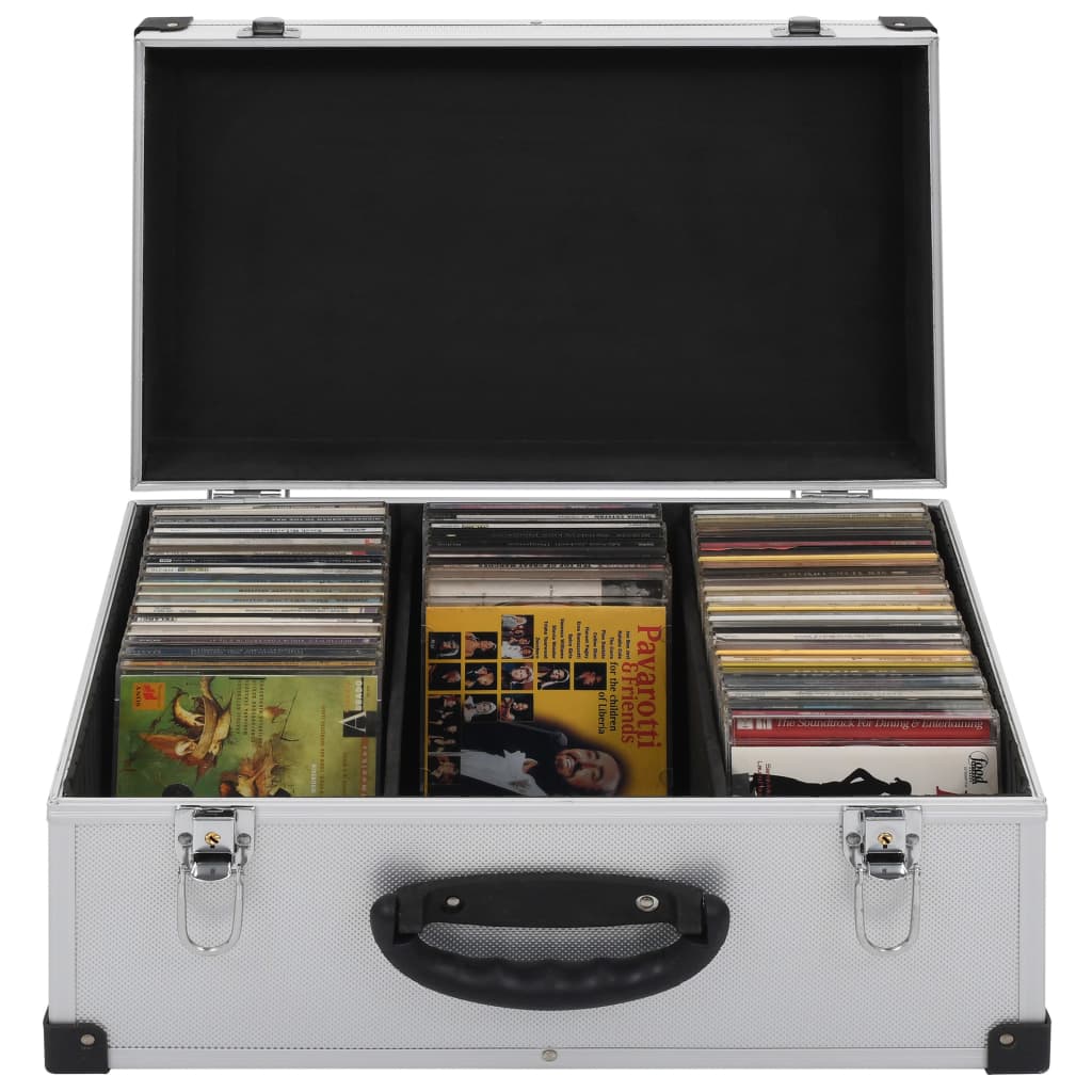 CD-Koffer für 80 CDs Aluminium ABS Silbern