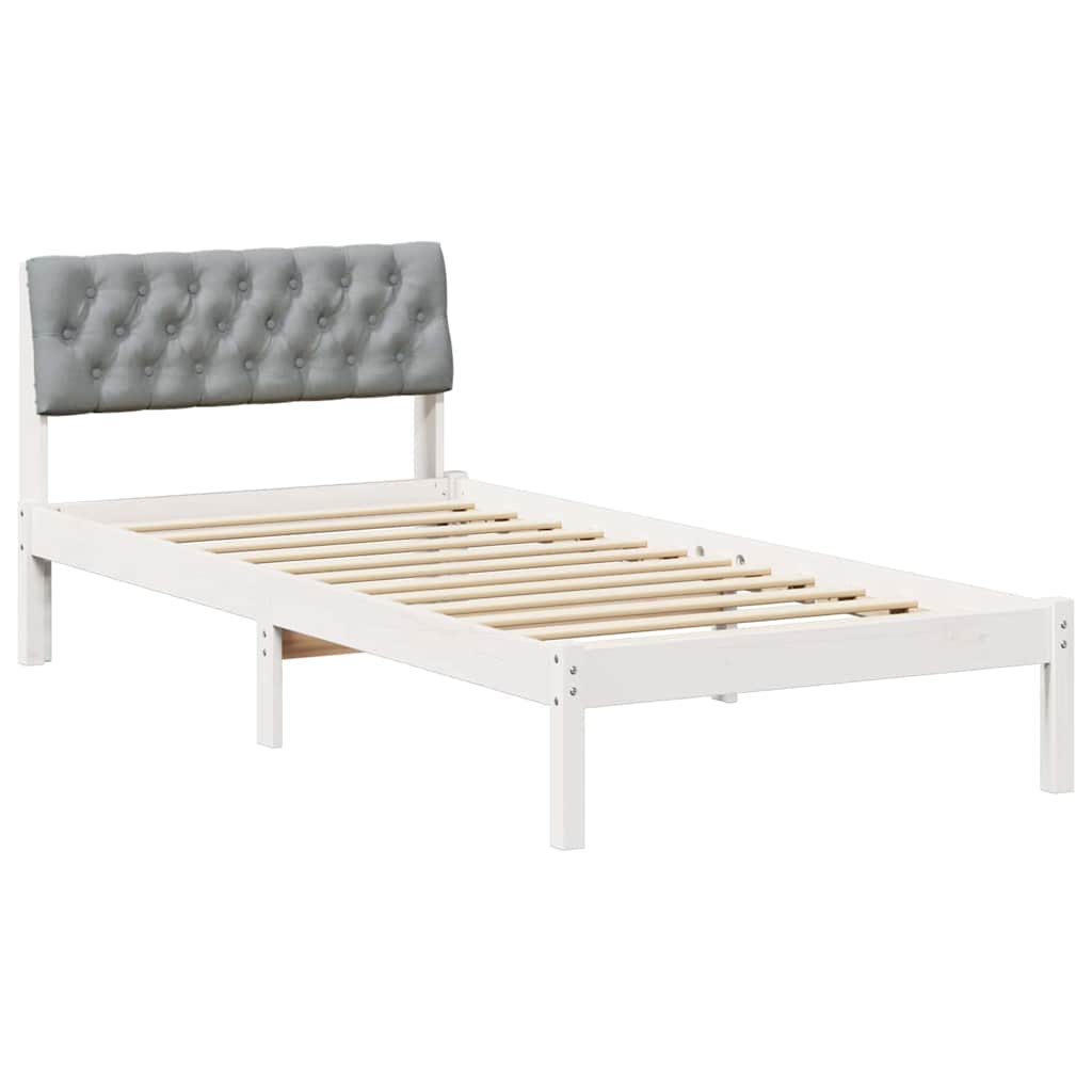 Bettgestell Braun und hellgrau 200 x 200 cm Massivholz Kiefer