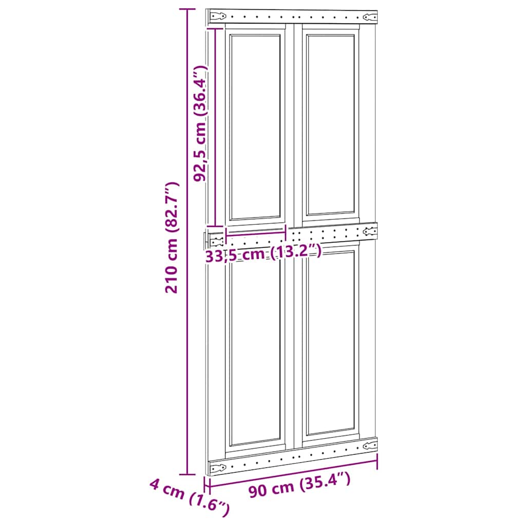 Scheunentür Corona Weiß 70 x 210 cm Massives Kiefernholz