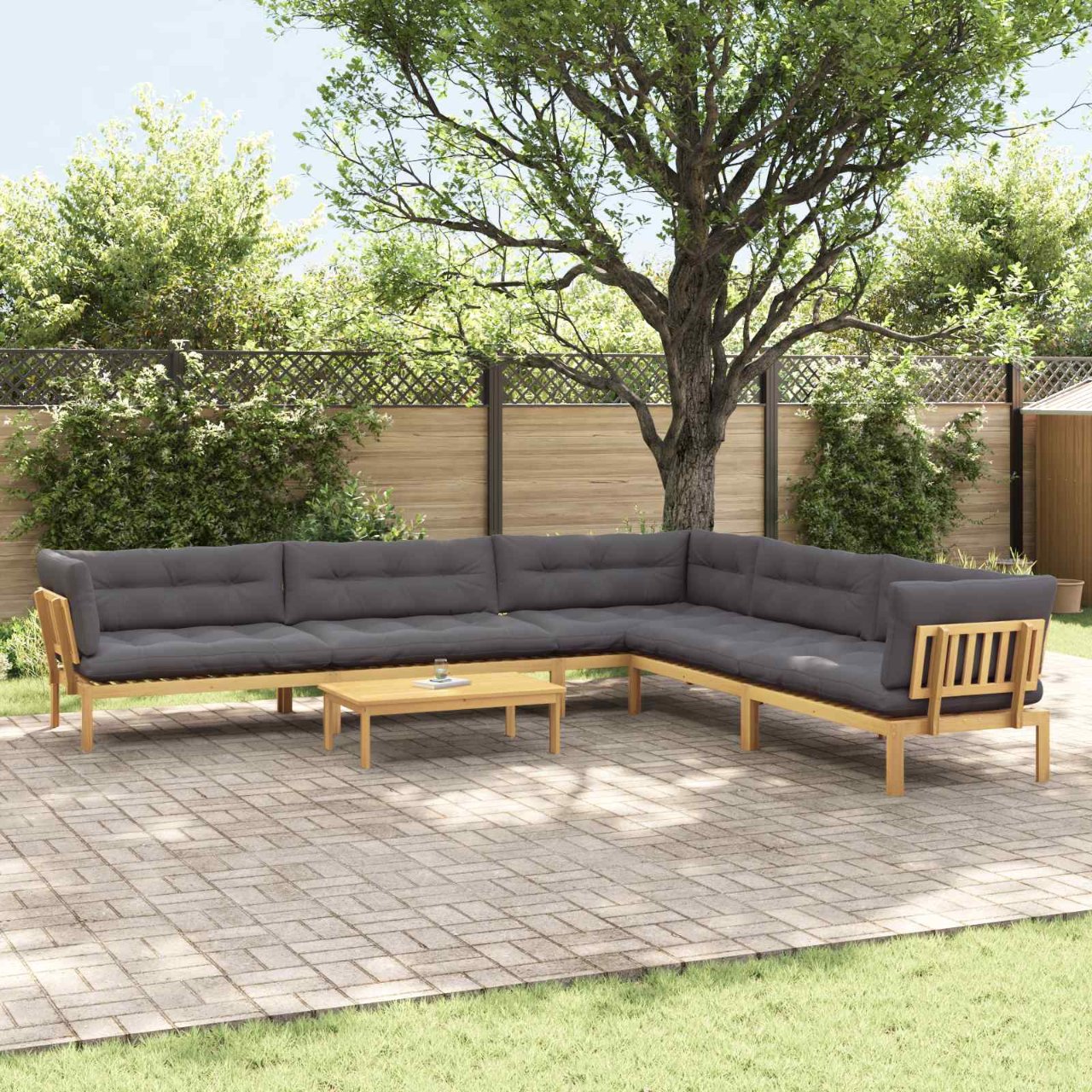 3-tlg. Garten-Sofagarnitur aus Paletten Massivholz Akazie