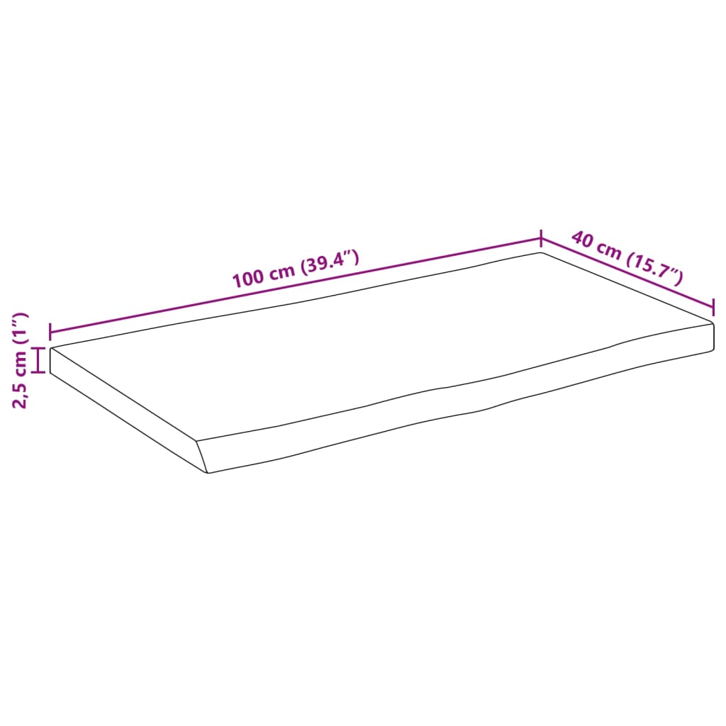 Tischplatte 40x40x2,5 cm Rechteckig Massivholz Akazie Baumkante