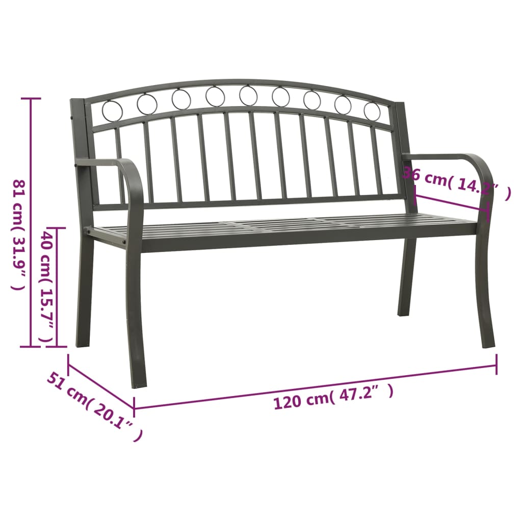Gartenbank Grau 120 cm Stahl