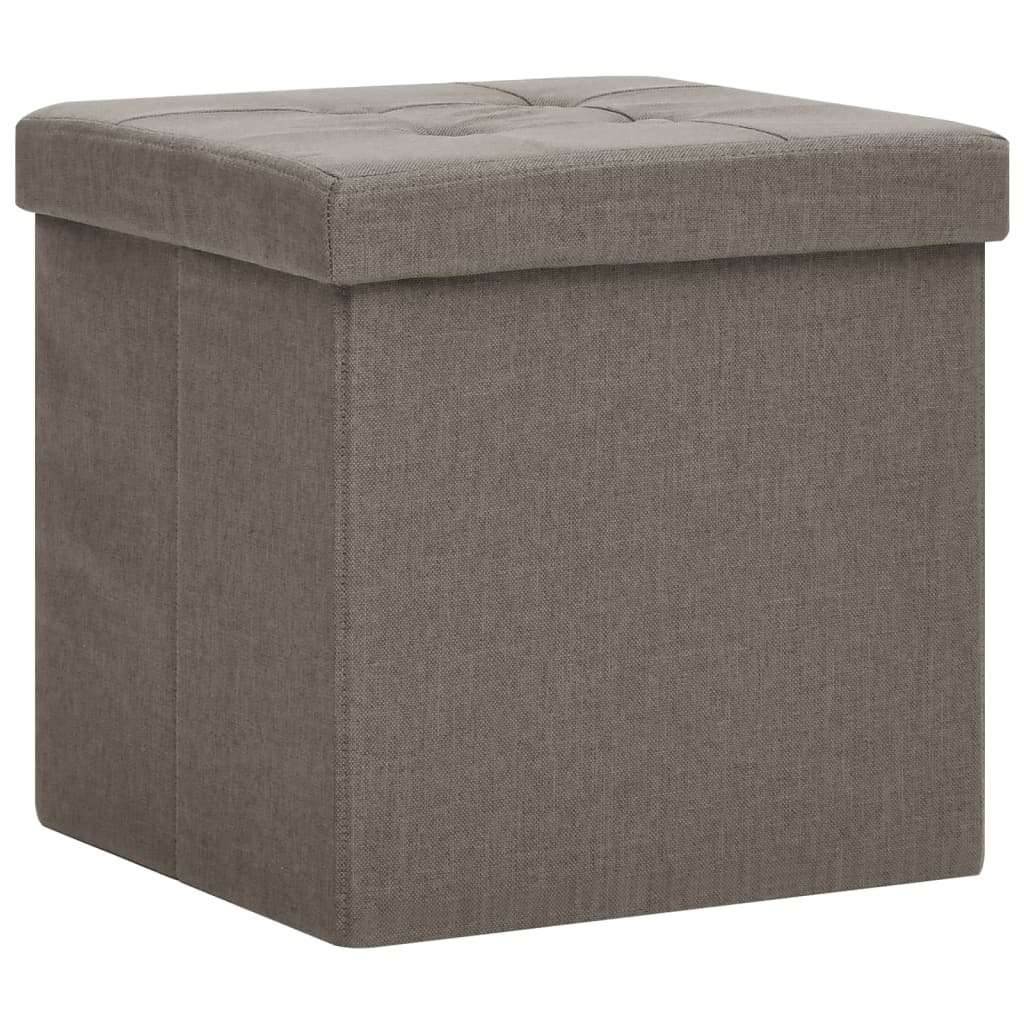 Hocker mit Stauraum Cremeweiß Leinenoptik