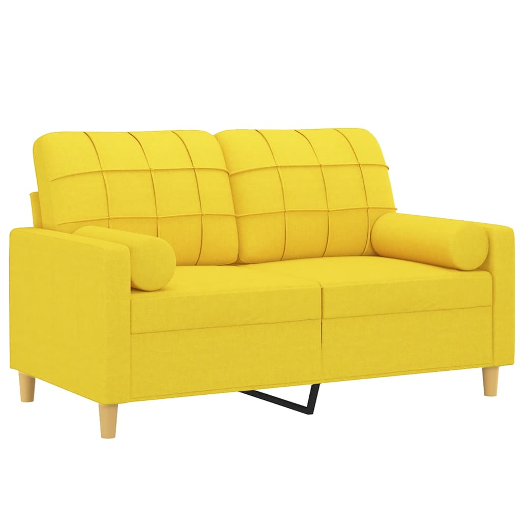 2-Sitzer-Sofa mit Zierkissen Braun 120 cm Stoff
