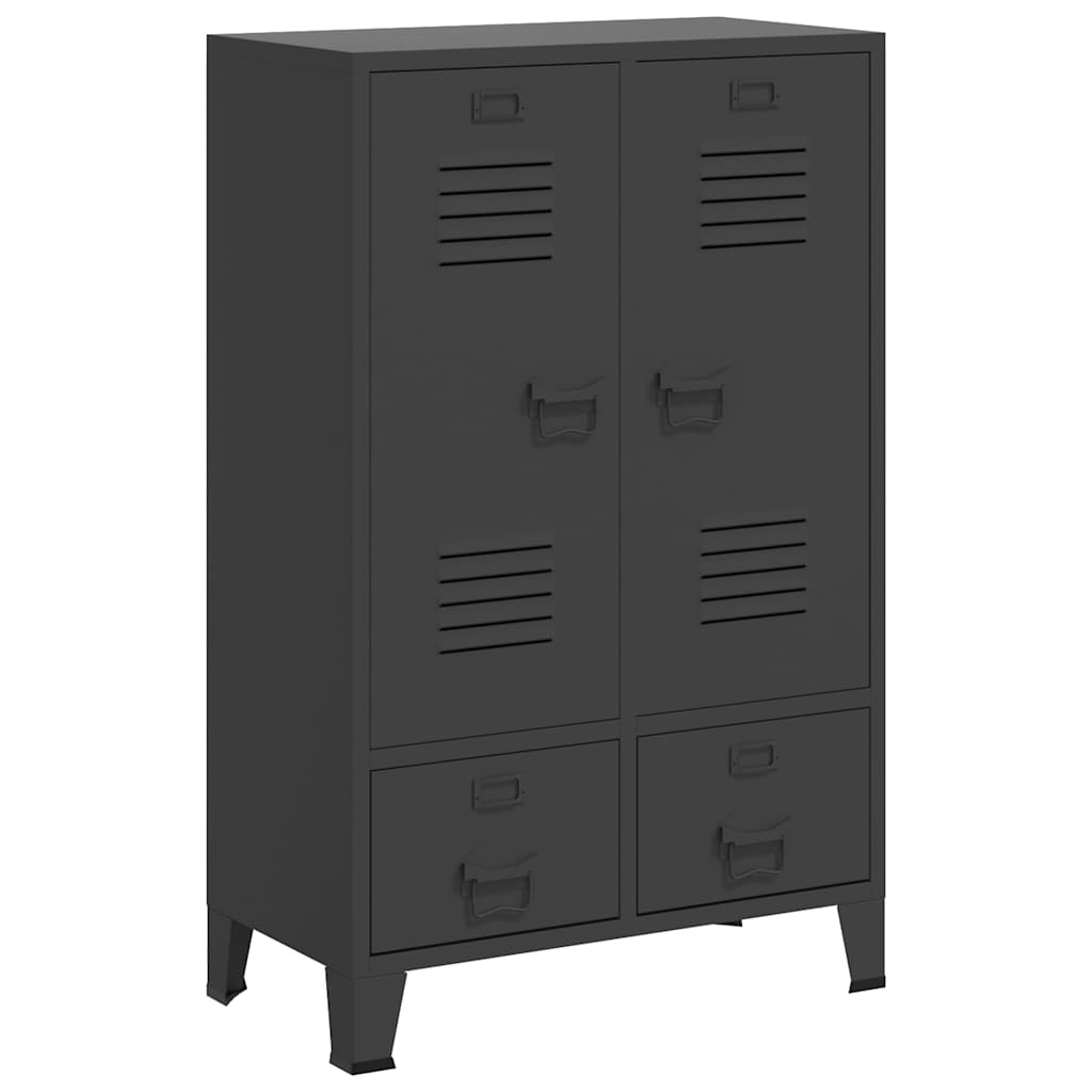 Kleiderschrank Metall Industrie-Stil 67 x 35 x 107 cm Schwarz