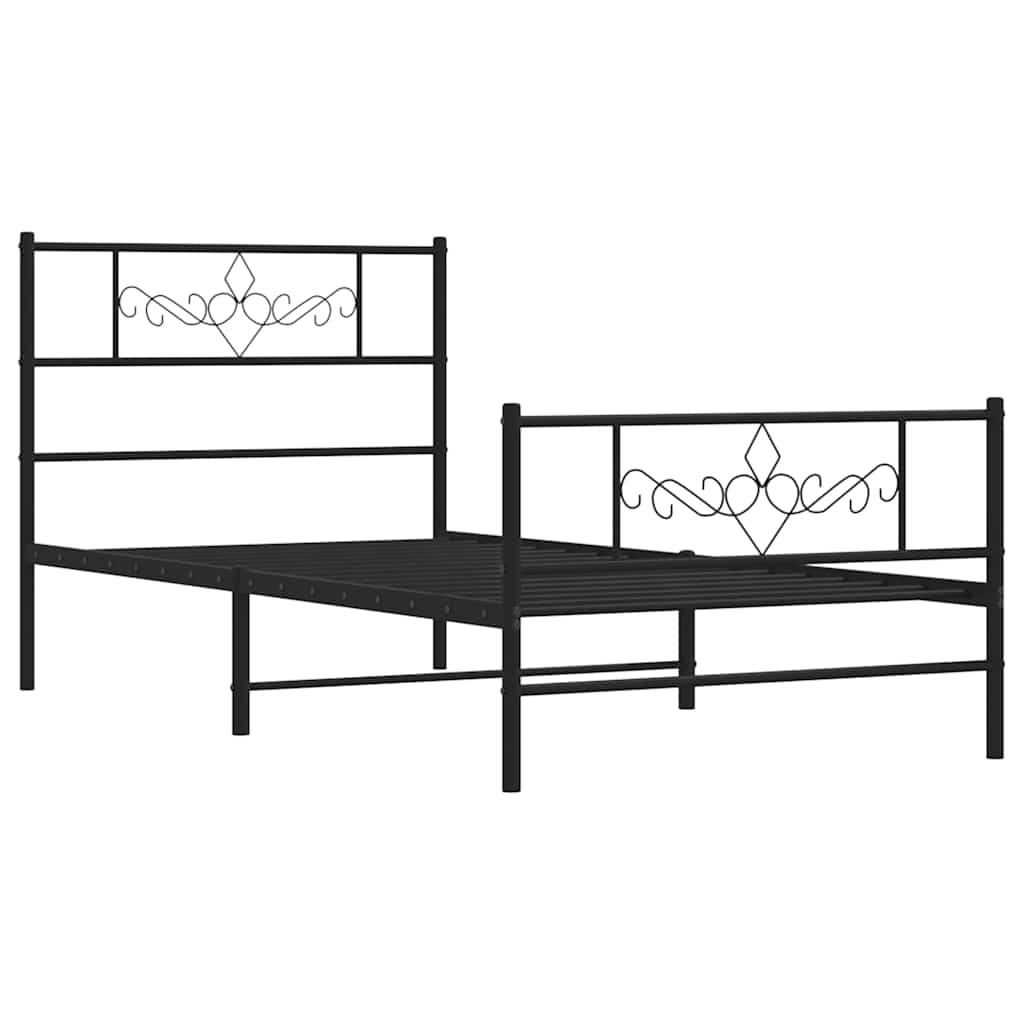 Bettgestell mit Kopfteil Metall Schwarz 100x190 cm