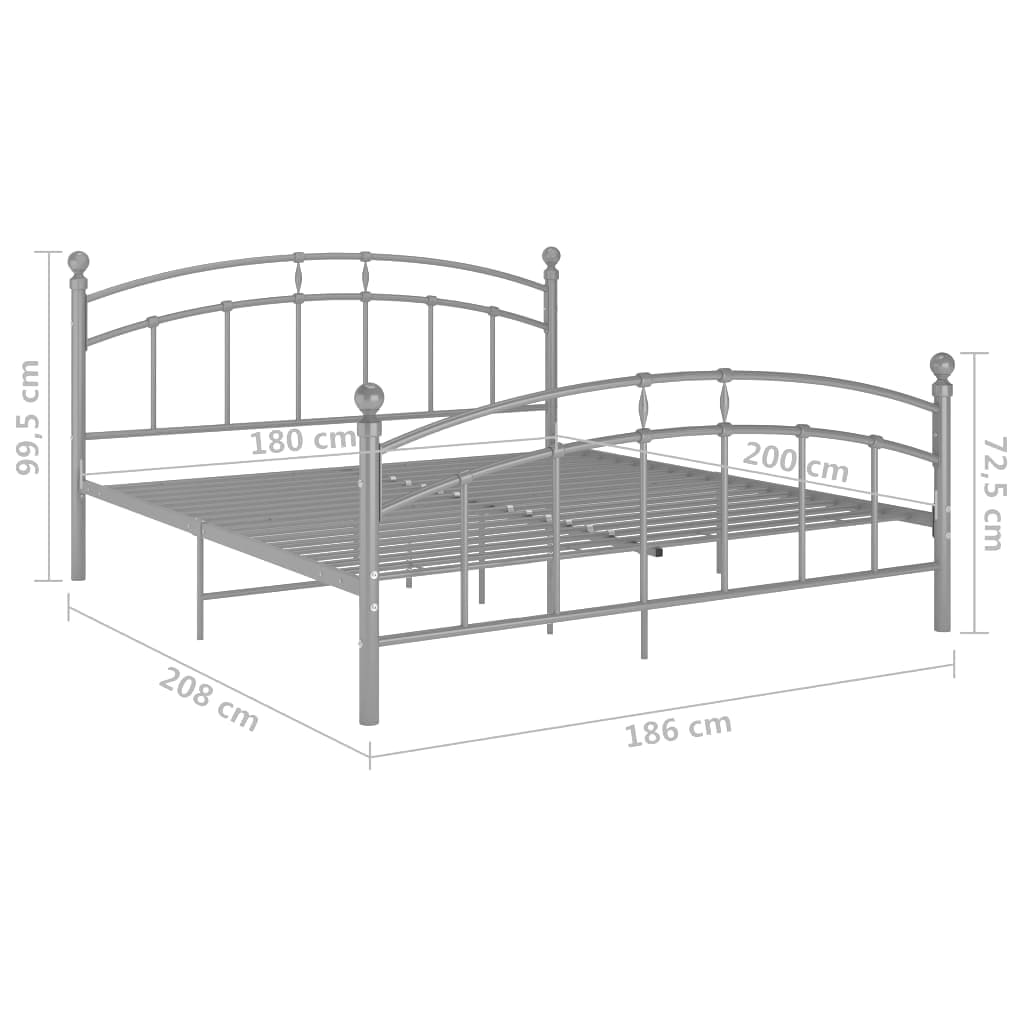 Bettgestell Grau Metall 90x200 cm
