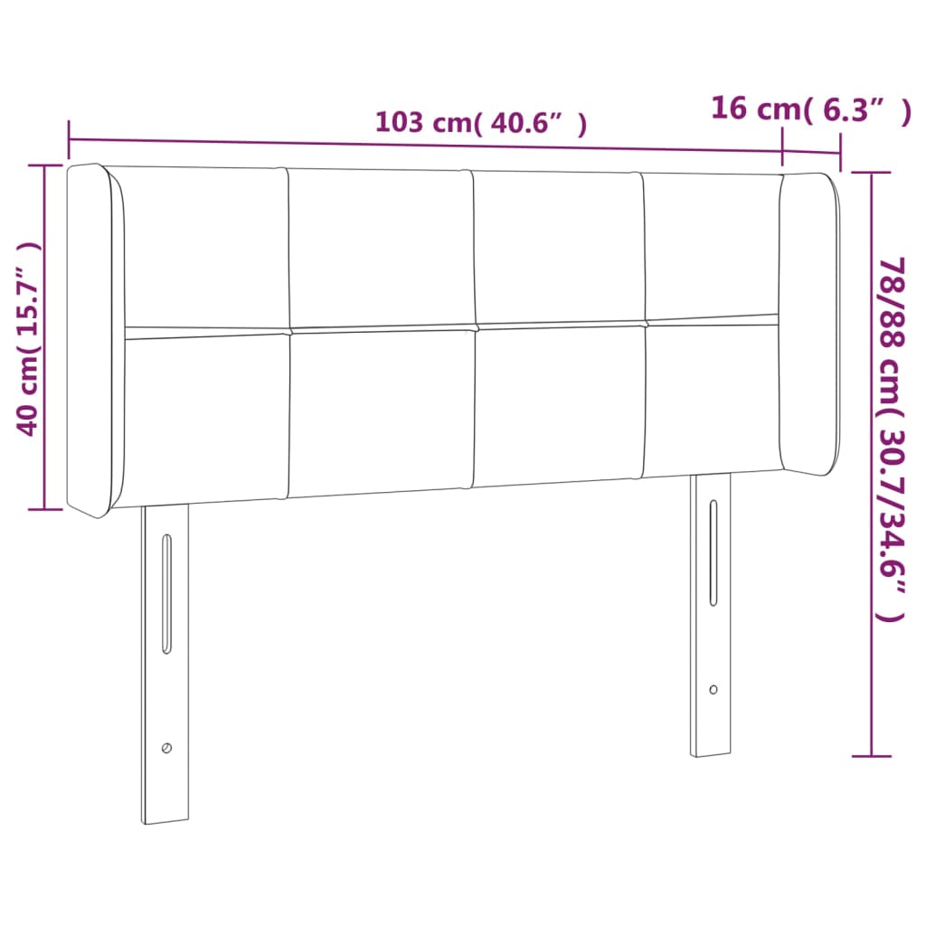 Kopfteil mit Ohren Dunkelblau 93x16x78/88 cm Samt