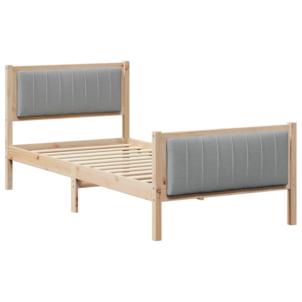 Bettgestell Braun und hellgrau 200 x 200 cm Massivholz Kiefer