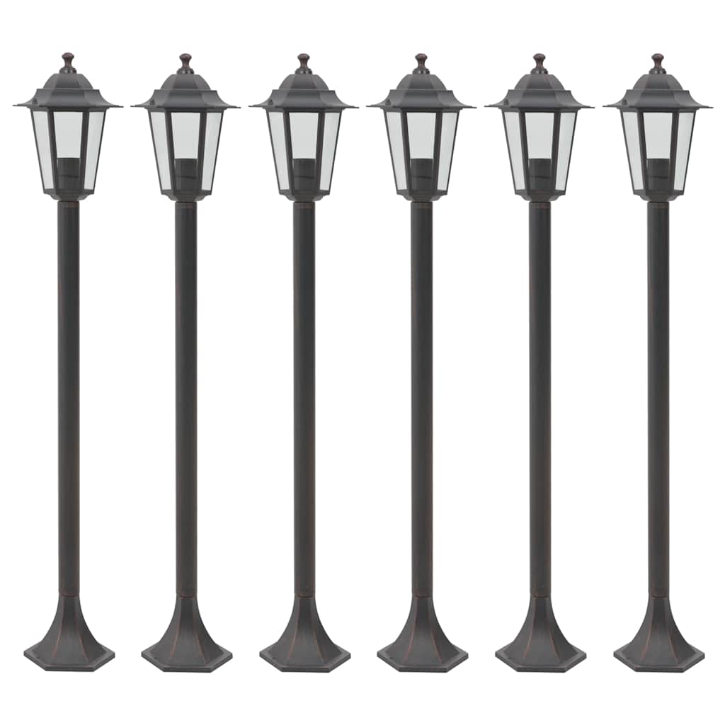Garten-Pollerleuchte 6 Stk. E27 110 cm Aluminium Dunkelgrün