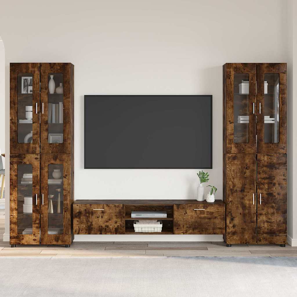 Highboard mit Regal FLORIN Weiß 60 x 35 x 182 cm Holzwerkstoff