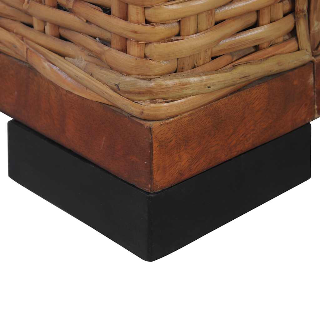 2-tlg. Sofagarnitur mit Auflagen Braun Natur Rattan