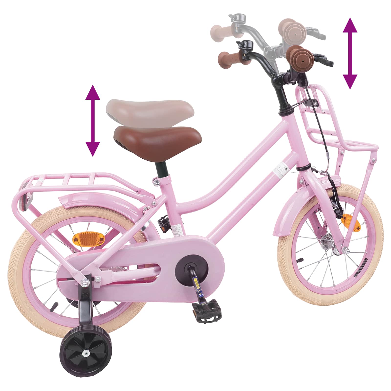 Kinderfahrrad 12 Zoll für 2-4 Jahre alt Hellrosa