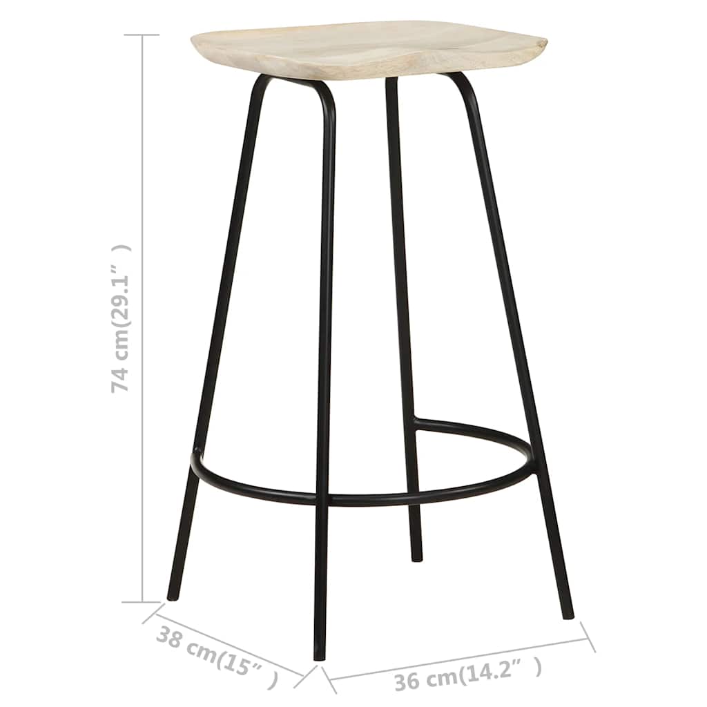 Barhocker 2 Stk. Mango Massivholz