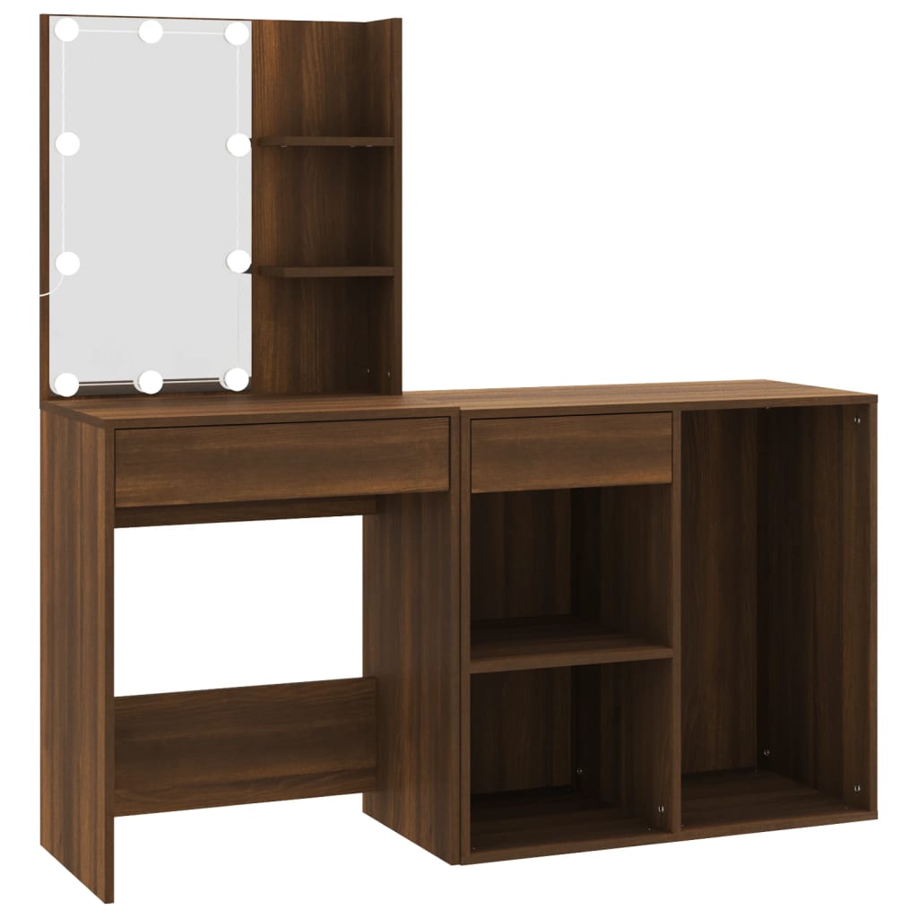 LED-Schminktisch mit Schrank Weiß Holzwerkstoff